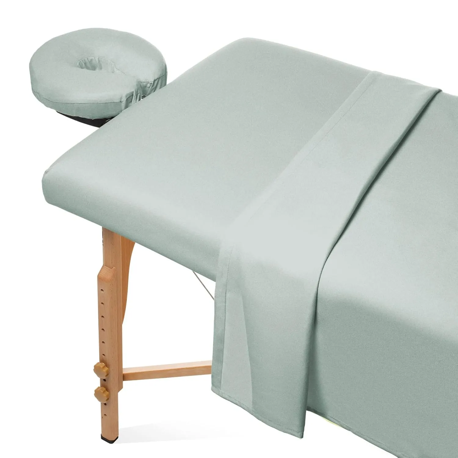 Saloniture 3-Piece Flannel Massage Table Sheet Set - Soft Cotton Facial Bed Cover - Includes Flat and Fitted Sheets with Face Cradle Cover - Seafoam Green