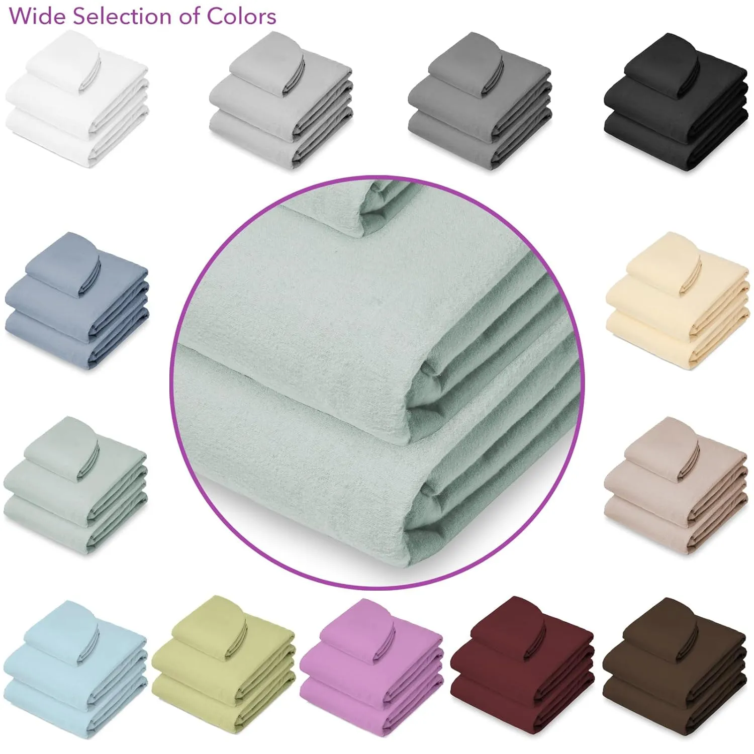 Saloniture 3-Piece Flannel Massage Table Sheet Set - Soft Cotton Facial Bed Cover - Includes Flat and Fitted Sheets with Face Cradle Cover - Seafoam Green