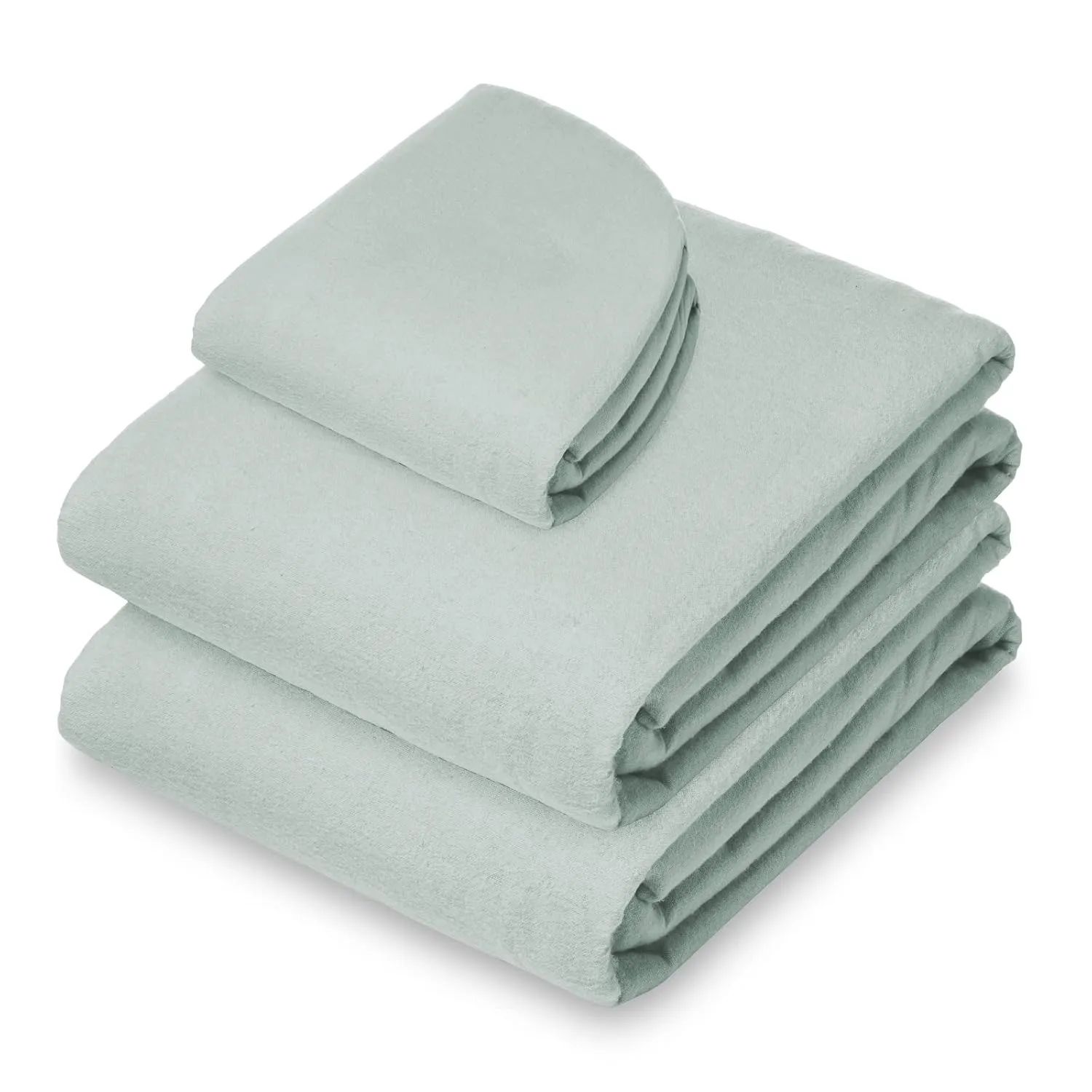 Saloniture 3-Piece Flannel Massage Table Sheet Set - Soft Cotton Facial Bed Cover - Includes Flat and Fitted Sheets with Face Cradle Cover - Seafoam Green