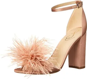Sam Yaro Heeled Praline High Block Feather Practical Strap Sandals Limited-time deal Edelman Ankle Soft