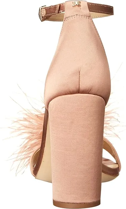 Sam Yaro Heeled Praline High Block Feather Practical Strap Sandals Limited-time deal Edelman Ankle Soft