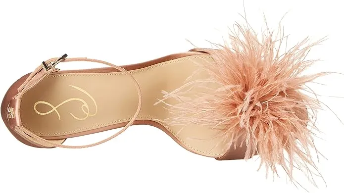 Sam Yaro Heeled Praline High Block Feather Practical Strap Sandals Limited-time deal Edelman Ankle Soft