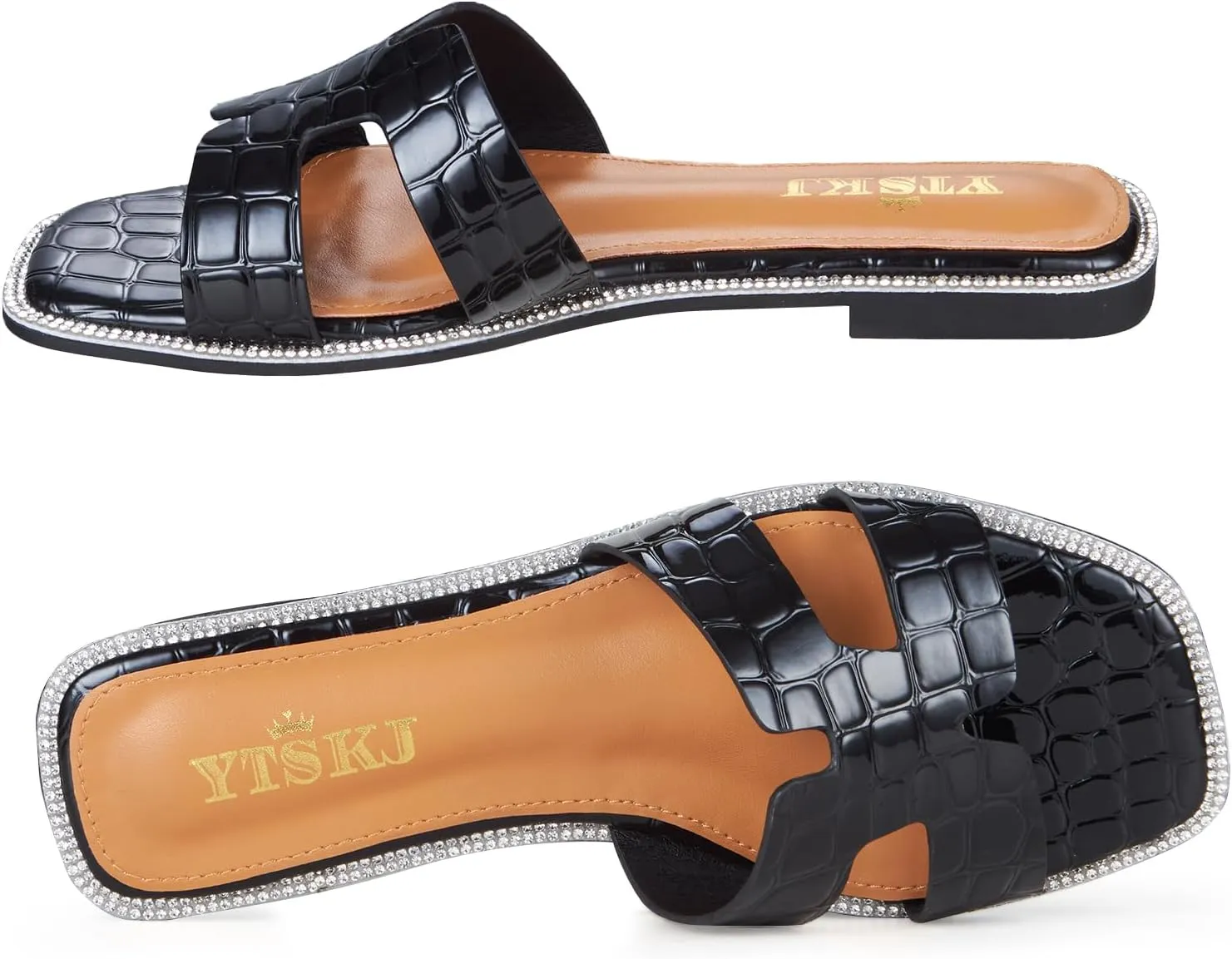 Sandals For Women 2025 Dressy Flat Slides Open Toe Sandals Comfortable Soft Leather Slides Slip On Ladies Casual Trendy Shoes