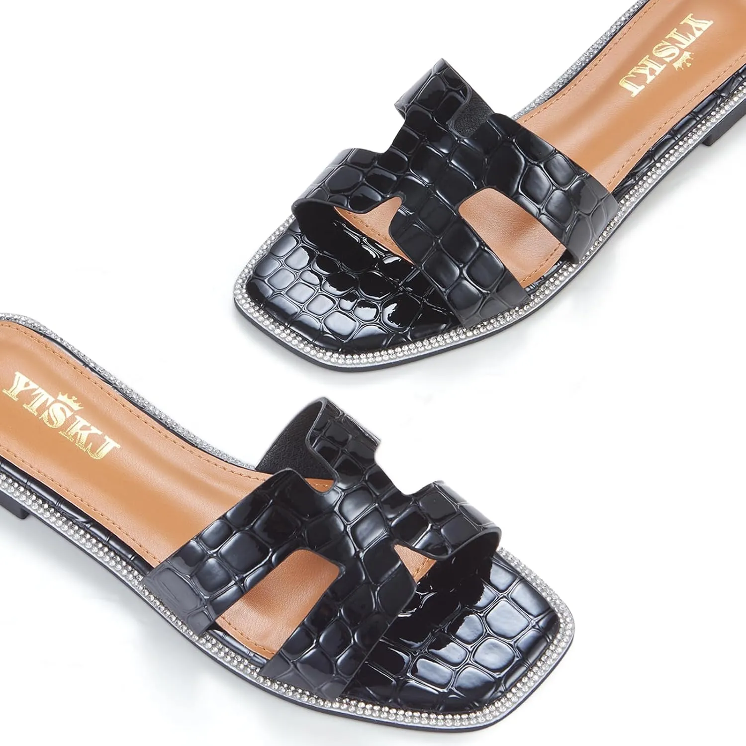 Sandals For Women 2025 Dressy Flat Slides Open Toe Sandals Comfortable Soft Leather Slides Slip On Ladies Casual Trendy Shoes