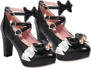 Sandals Sweet And Fresh Lace Bow Thick Sole Ladies Fairy High Heel Sandals Slides for Women Comfort