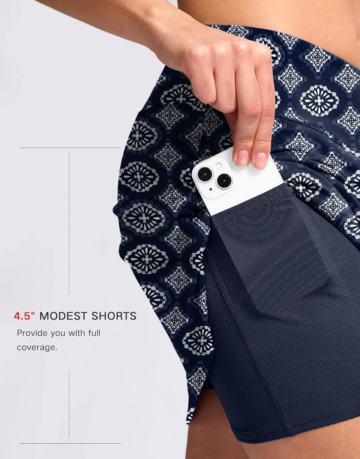 SANTINY 16" Skorts for Women with 2 Pockets High Waisted A Line Pickleball Golf Skort Casual Athletic Tennis Skirt