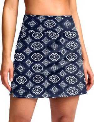 SANTINY 16" Skorts for Women with 2 Pockets High Waisted A Line Pickleball Golf Skort Casual Athletic Tennis Skirt
