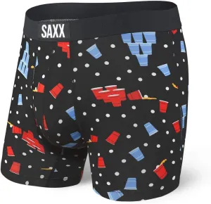 SAXX Men's Underwear – Vibe Super Soft Boxer Briefs with Built-in Pouch Support – Underwear for Men,Black Beer Champs,Small
