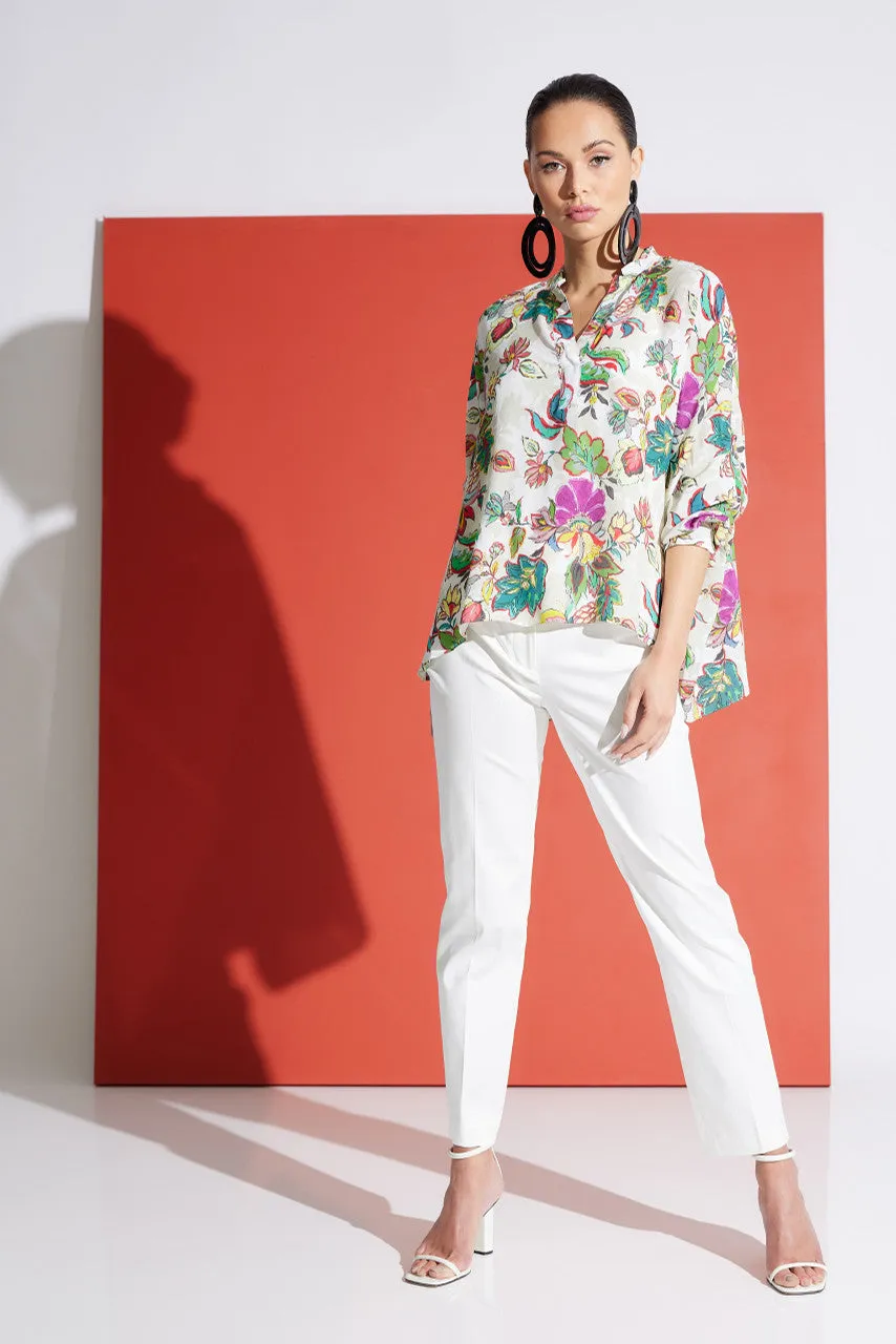 Sayuri Viscose Silk Crepê de Chine Caftan Shirt