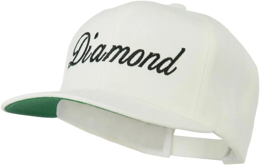 Script Diamond Embroidered Flat Bill Cap