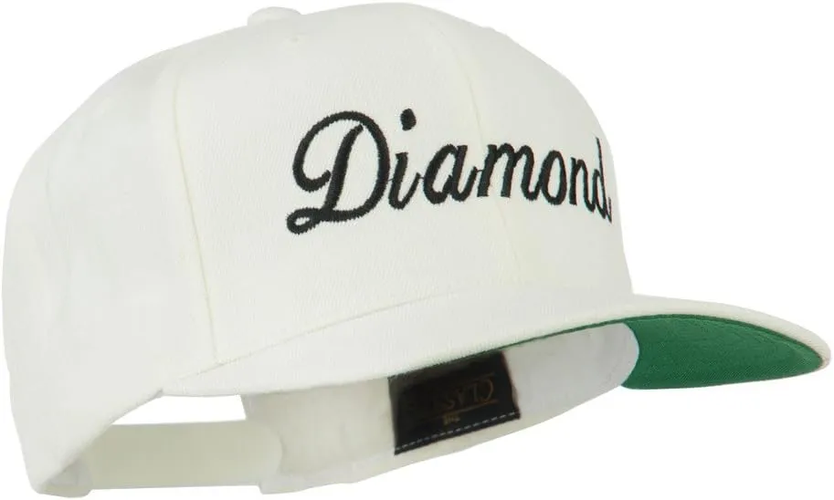 Script Diamond Embroidered Flat Bill Cap