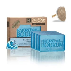 Sea Breeze Organic Soap Bar for Women and Men, Pack of 4 Bars - Detoxifying Mineral-Rich Facial & Body Bar Soap with Natural Glycerin - Natural & Vegan Spa Gift, Made in TURKEY, for All Skin Types