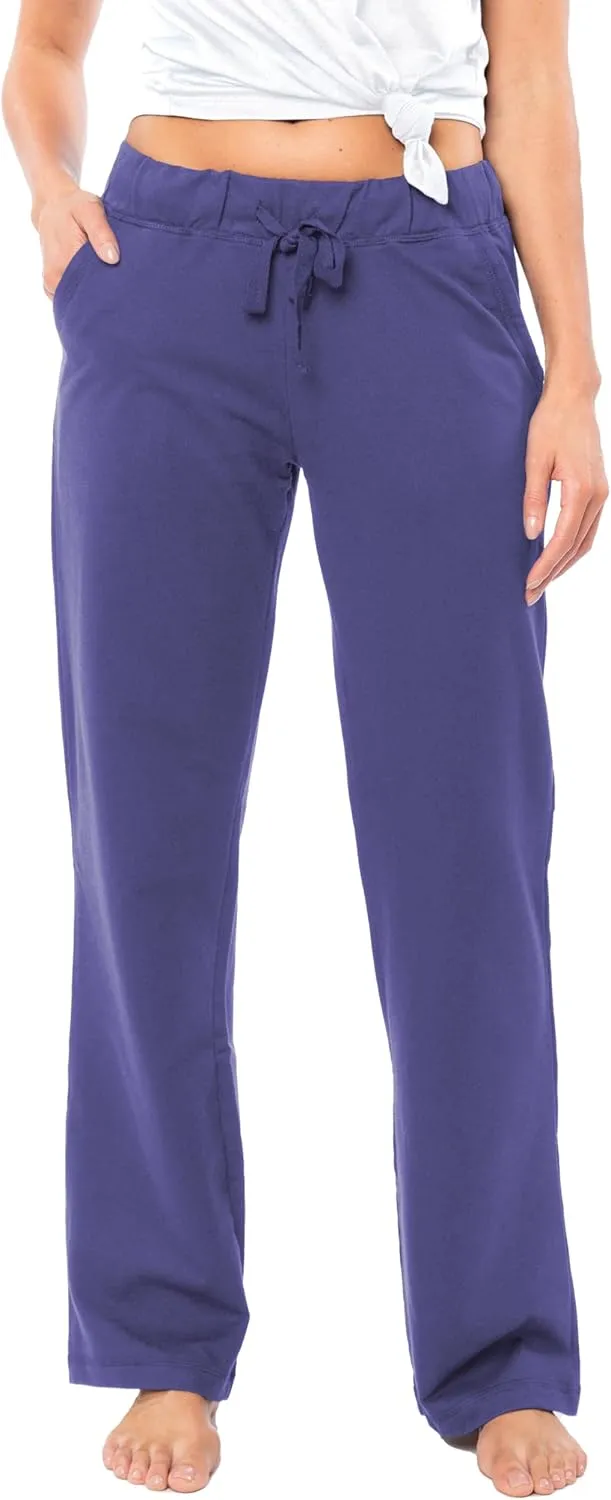 Sexy Basics Women's 2 Pack Ultra Soft French Terry Cotton Drawstring Yoga Lounge Long Pants