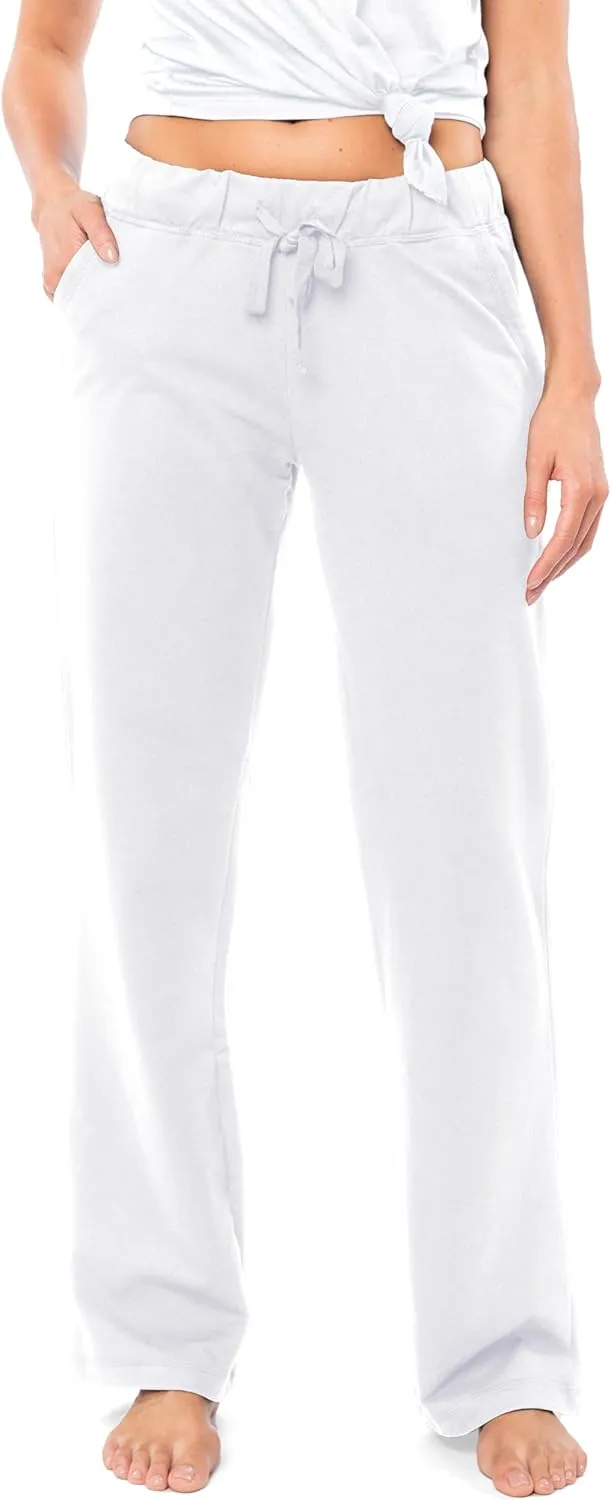 Sexy Basics Women's 2 Pack Ultra Soft French Terry Cotton Drawstring Yoga Lounge Long Pants