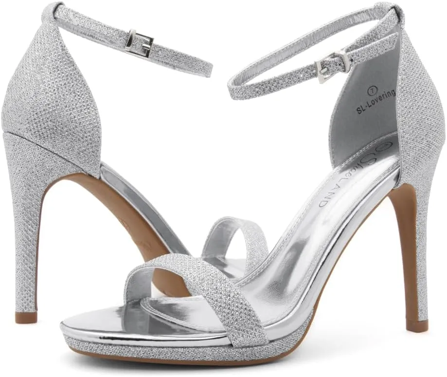 Shoe Land SL-Lovering Women's High Heels Ankle Strap Stilettos, Round Open Toe Strappy Dressy Heeled Sandals – Sexy Heels for Prom Wedding Party and Bridal