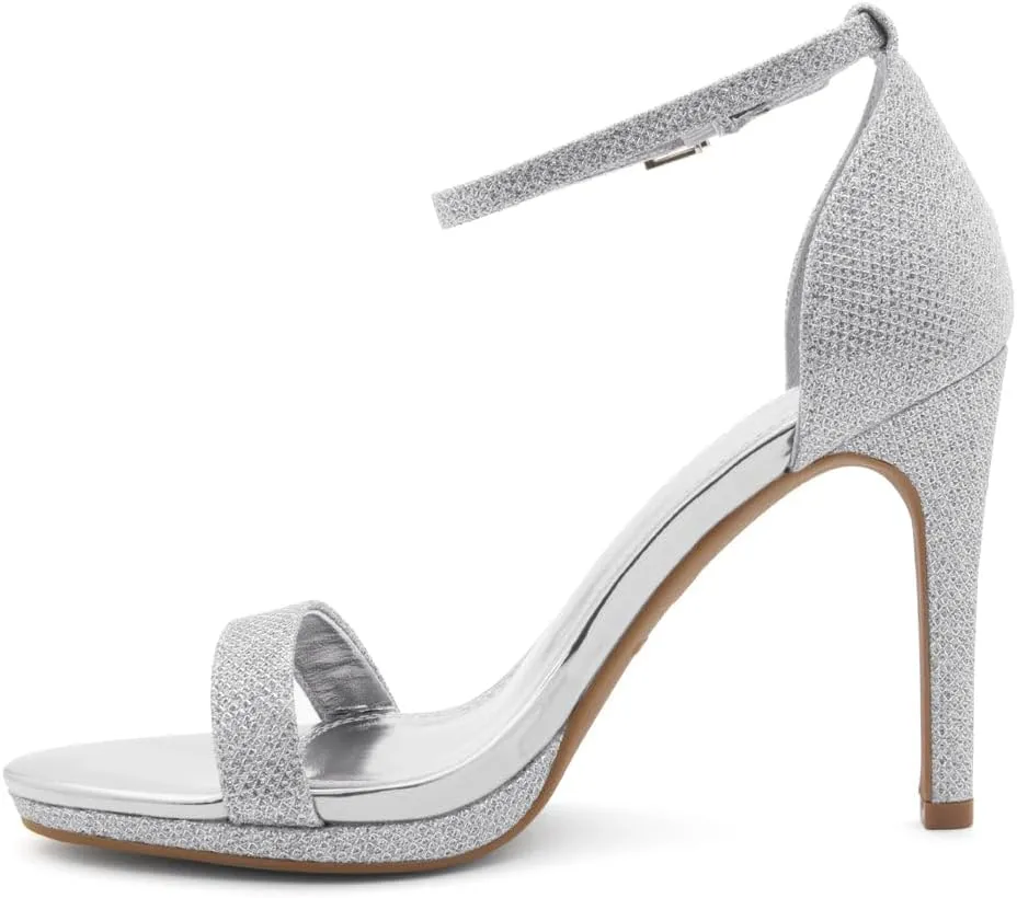Shoe Land SL-Lovering Women's High Heels Ankle Strap Stilettos, Round Open Toe Strappy Dressy Heeled Sandals – Sexy Heels for Prom Wedding Party and Bridal