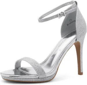Shoe Land SL-Lovering Women's High Heels Ankle Strap Stilettos, Round Open Toe Strappy Dressy Heeled Sandals – Sexy Heels for Prom Wedding Party and Bridal