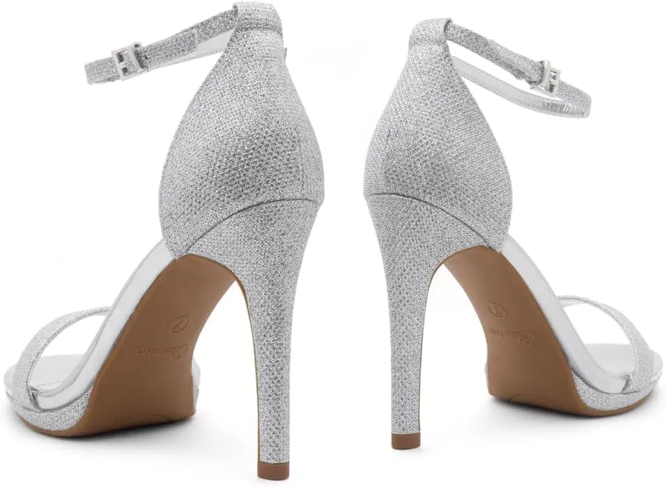 Shoe Land SL-Lovering Women's High Heels Ankle Strap Stilettos, Round Open Toe Strappy Dressy Heeled Sandals – Sexy Heels for Prom Wedding Party and Bridal