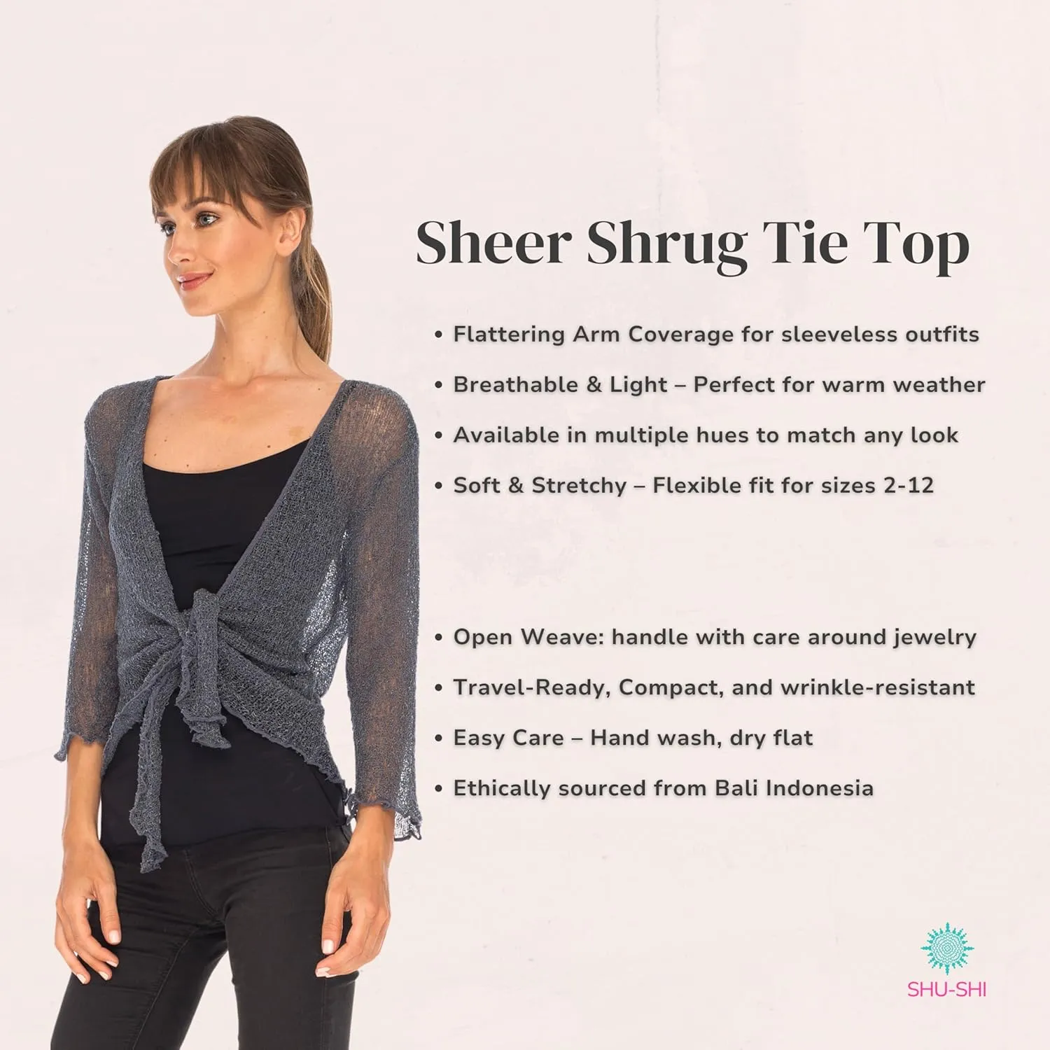 SHU-SHI Sheer Cardigans For Women Summer Knit Shrug Lightweight For Dresses Tie Top Open Front