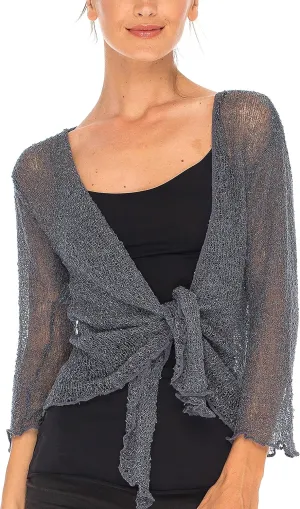 SHU-SHI Sheer Cardigans For Women Summer Knit Shrug Lightweight For Dresses Tie Top Open Front