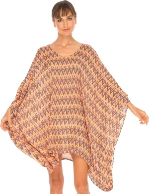 SHU-SHI Womens Short Beach Swimsuit Cover Up Poncho Dress Kaftan Loose Top Floral