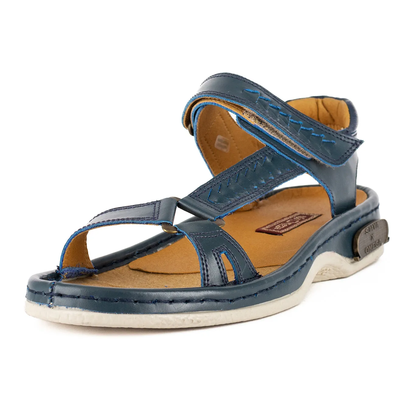 Sjava x Omega Collab : Leather Sandal in Navy Soft Saddle