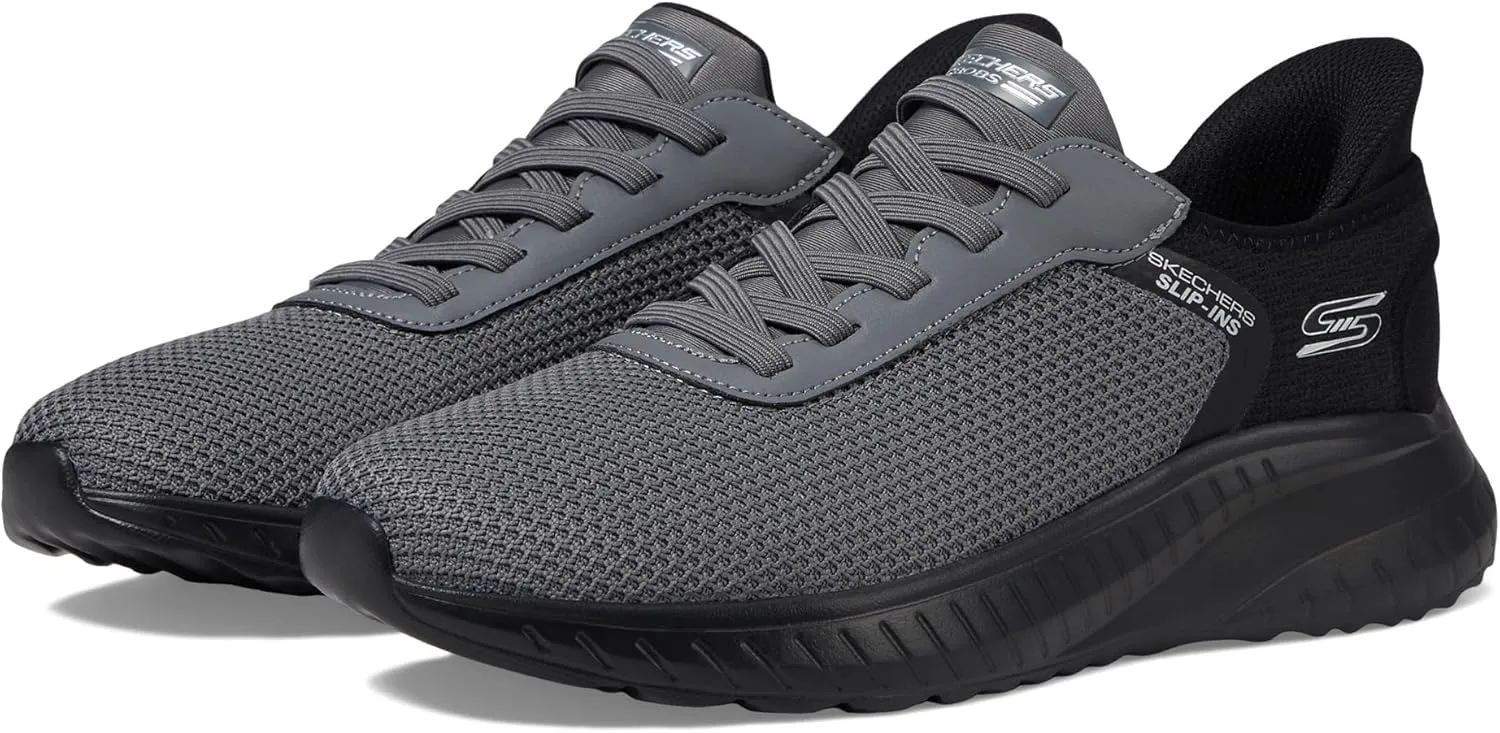 Skechers Bobs Men's Hands Free Slip-ins Squad Chaos-Balanced Edge Sneaker, Dark Gray, 6.5