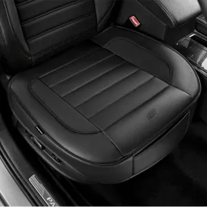 Skechers Car Seat Cover,Memory Foam Luxury Faux Leather Front Bottom Seat Cushion Cover,Universal Anti-Slip and Wrap Around The Bottom with Storage Bags,Suitable for Most Vehicles-1 Piece,Black