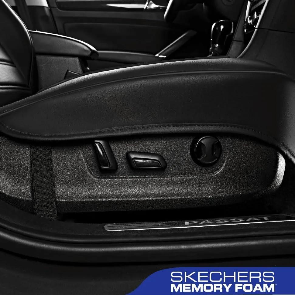 Skechers Car Seat Cover,Memory Foam Luxury Faux Leather Front Bottom Seat Cushion Cover,Universal Anti-Slip and Wrap Around The Bottom with Storage Bags,Suitable for Most Vehicles-1 Piece,Black