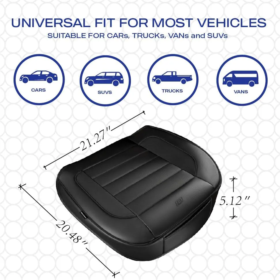 Skechers Car Seat Cover,Memory Foam Luxury Faux Leather Front Bottom Seat Cushion Cover,Universal Anti-Slip and Wrap Around The Bottom with Storage Bags,Suitable for Most Vehicles-1 Piece,Black