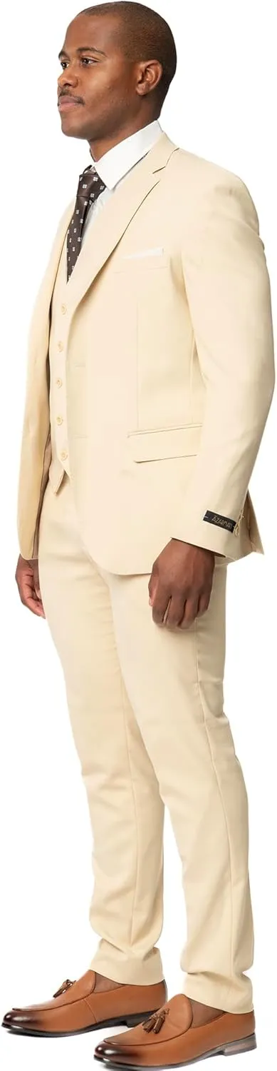Slim Fit Men Suit Micro Textured Weave 2 Button Notch Collar AZAR 11812