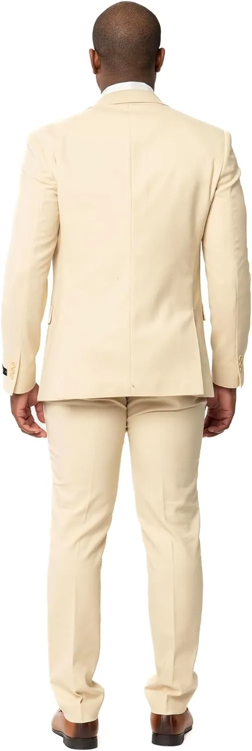 Slim Fit Men Suit Micro Textured Weave 2 Button Notch Collar AZAR 11812