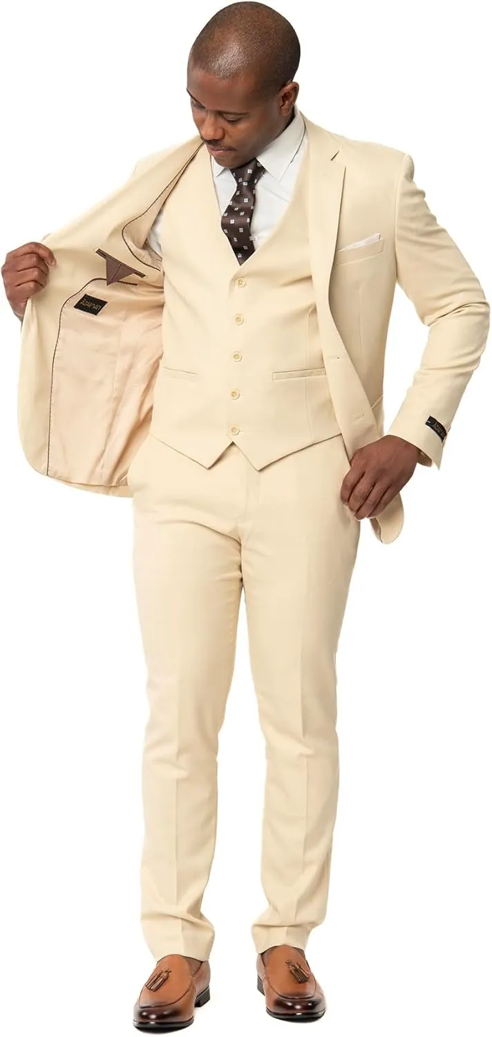 Slim Fit Men Suit Micro Textured Weave 2 Button Notch Collar AZAR 11812