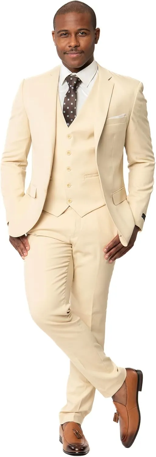 Slim Fit Men Suit Micro Textured Weave 2 Button Notch Collar AZAR 11812