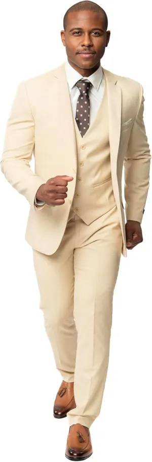 Slim Fit Men Suit Micro Textured Weave 2 Button Notch Collar AZAR 11812