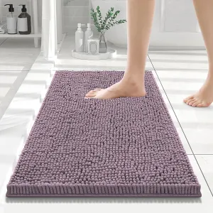 Smiry Luxury Chenille Bathroom Rugs 24x16, Extra Soft and Absorbent Shaggy Bath Mat, Machine Washable, Non-Slip Plush Carpet Runner for Tub, Shower, and Floor, Home Decor Accessories, Deep Plum