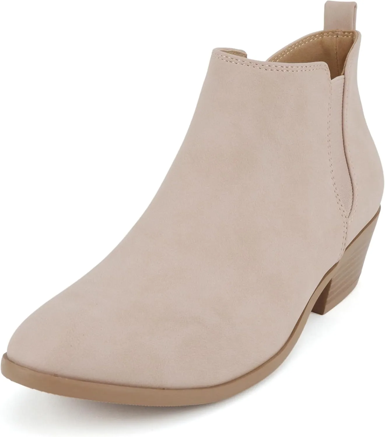 Soda “CHARMER” ~ Women Pointed Toe Elastic Gore Low Heel Ankle Bootie with Zipper Closure