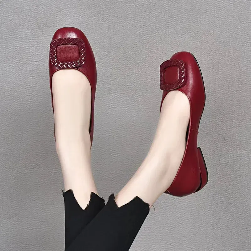 Soft Leather Faux Tendon Soft Bottom Leather Shoes