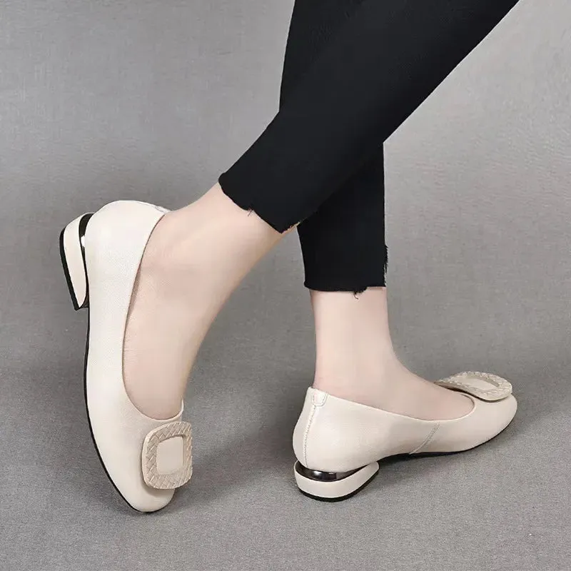Soft Leather Faux Tendon Soft Bottom Leather Shoes