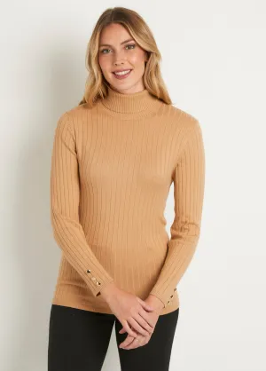 Soft ribbed short turtleneck flat ribbed sweater