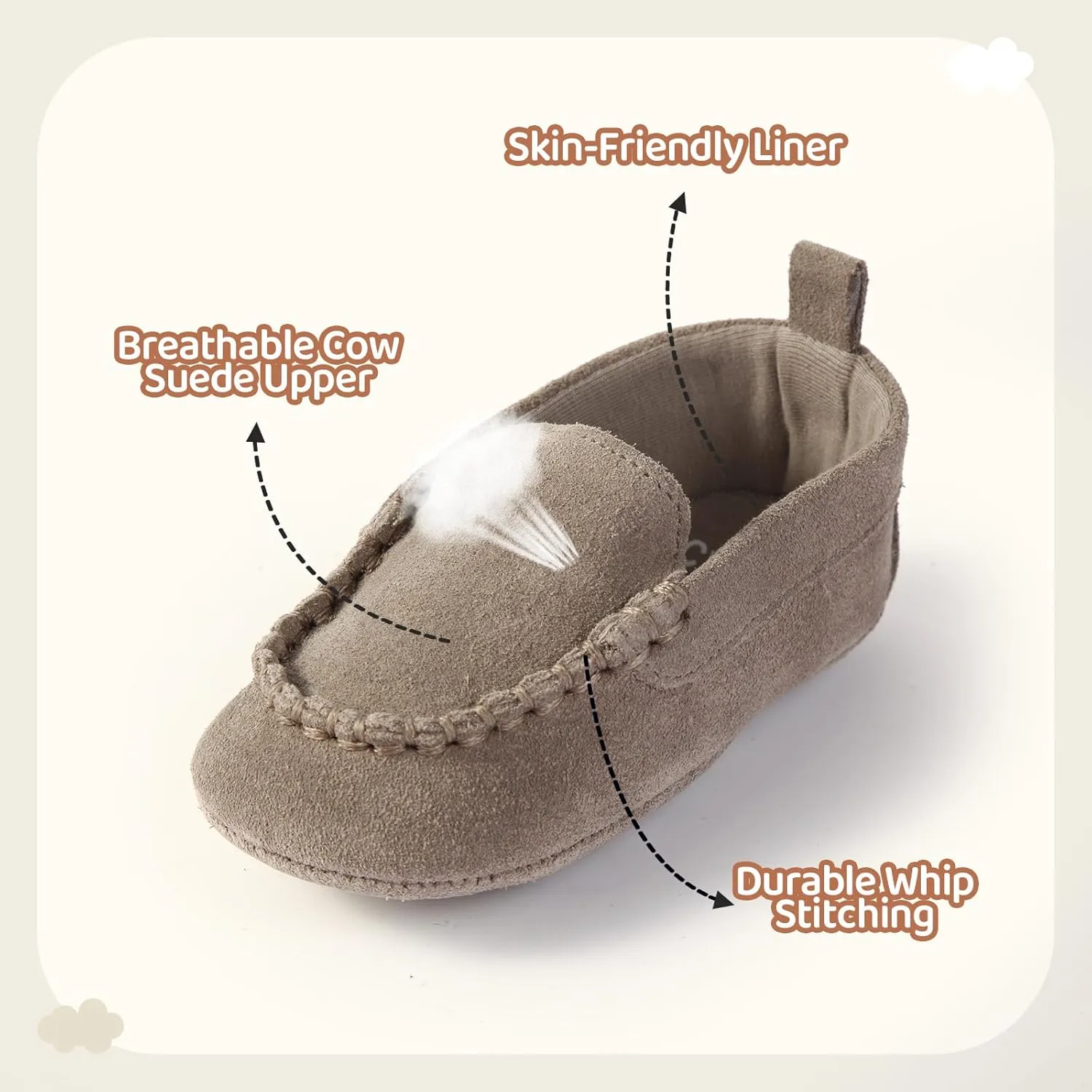 Soft Sole Baby Loafers Boys Girls Suede Leather First Walking Shoes Infant Baby Dress shoes 3-18 Months