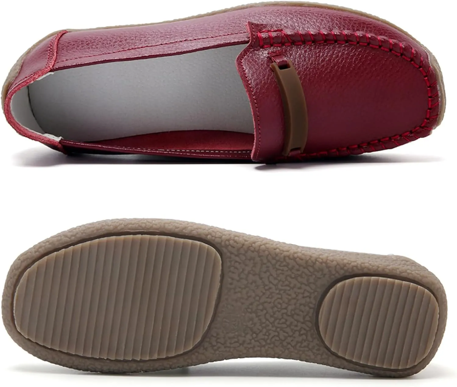 Solaud Women's Leather Loafers Comfort Soft Wild Driving Anti-Collision Penny Moccasins Nurses Work Daily Walking Flats Casual Shoes
