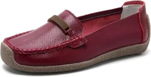 Solaud Women's Leather Loafers Comfort Soft Wild Driving Anti-Collision Penny Moccasins Nurses Work Daily Walking Flats Casual Shoes