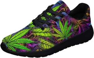 Sonzj-II Marijuana Weed Leaf Shoes,Mens Womens Personalited Trail Running Sneakers Cannabis Leaf Walking Tennis Shoes