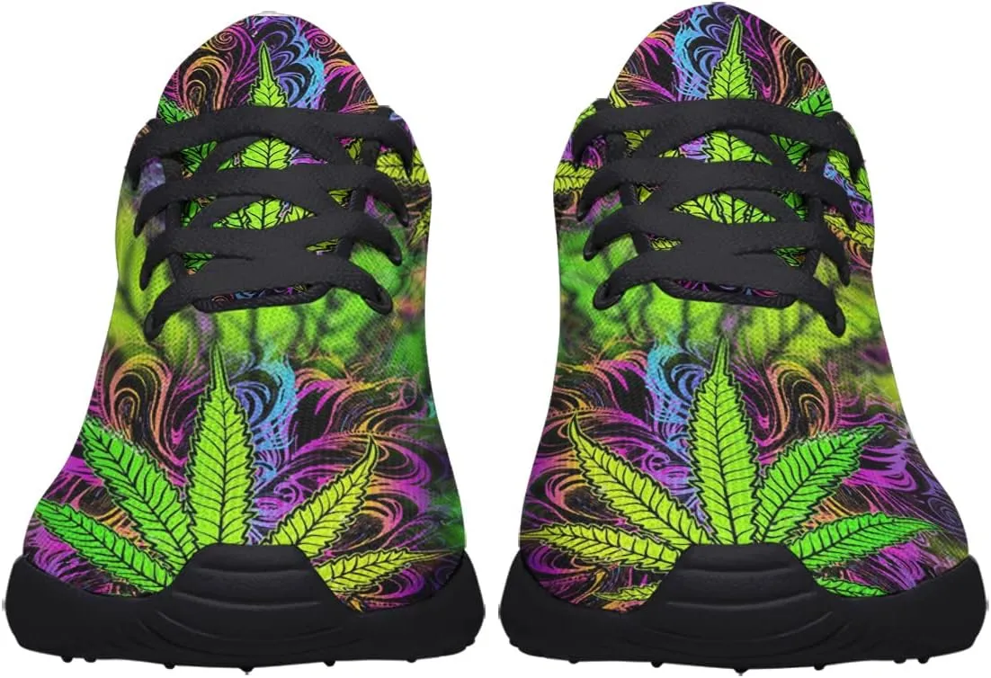 Sonzj-II Marijuana Weed Leaf Shoes,Mens Womens Personalited Trail Running Sneakers Cannabis Leaf Walking Tennis Shoes