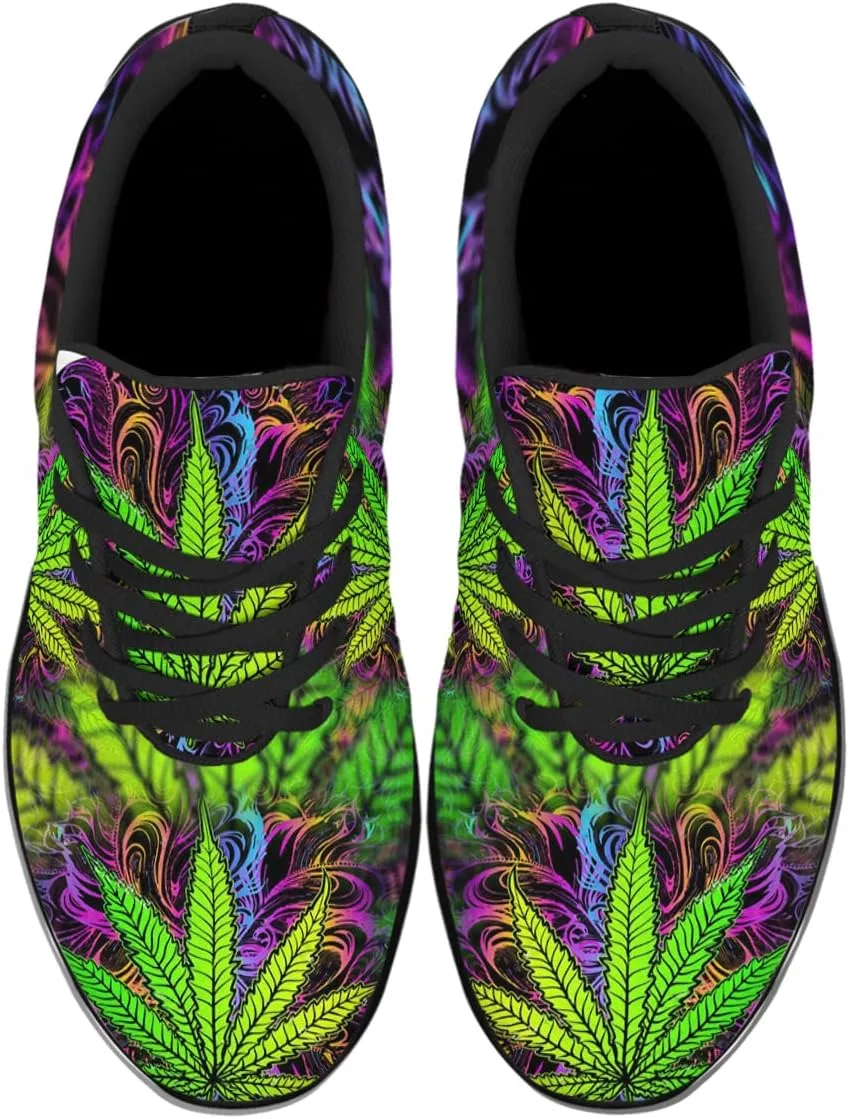 Sonzj-II Marijuana Weed Leaf Shoes,Mens Womens Personalited Trail Running Sneakers Cannabis Leaf Walking Tennis Shoes