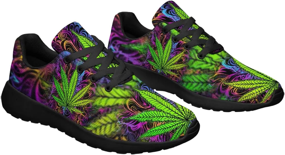 Sonzj-II Marijuana Weed Leaf Shoes,Mens Womens Personalited Trail Running Sneakers Cannabis Leaf Walking Tennis Shoes