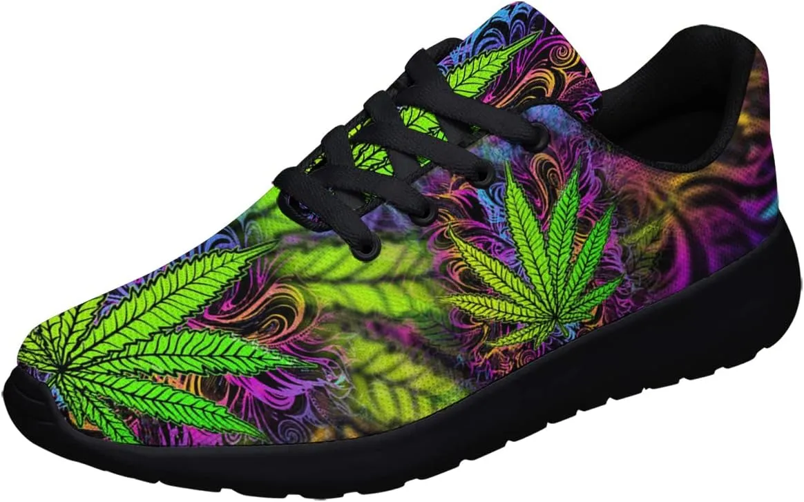 Sonzj-II Marijuana Weed Leaf Shoes,Mens Womens Personalited Trail Running Sneakers Cannabis Leaf Walking Tennis Shoes
