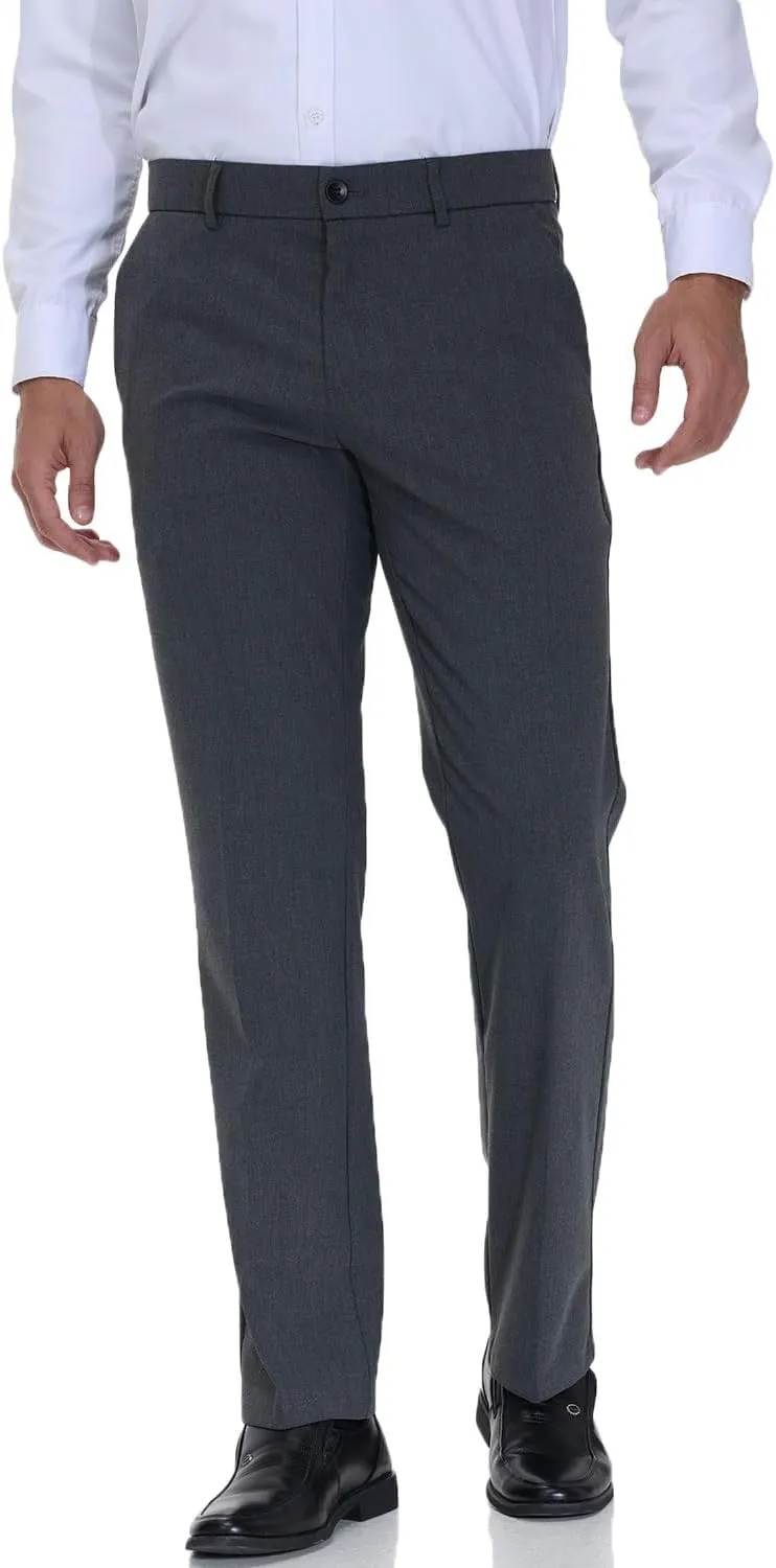 Soojun Men's Modern Fit Flex Flat Front Dress Pants