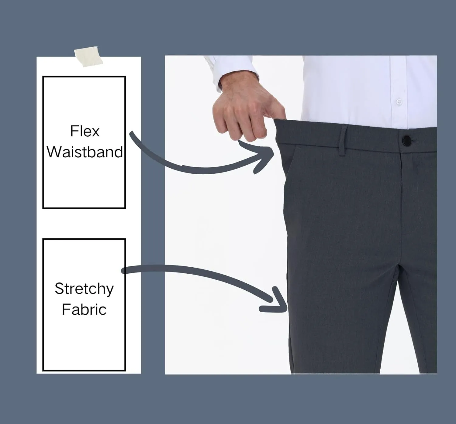 Soojun Men's Modern Fit Flex Flat Front Dress Pants